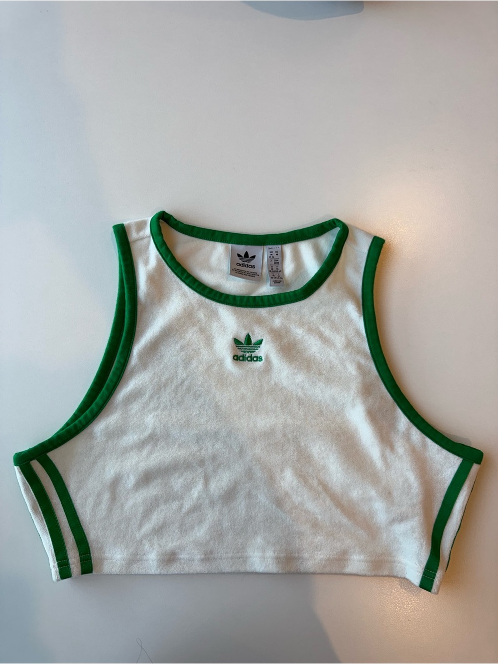 adidas women’s white Terry cropped tank top (Size M) like new